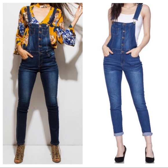 ShopEvelynne Denim - ✨LAST ONE✨BUTTON DOWN SKINNY DENIM OVERALLS